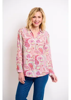 Long loose tunic with cashmere print