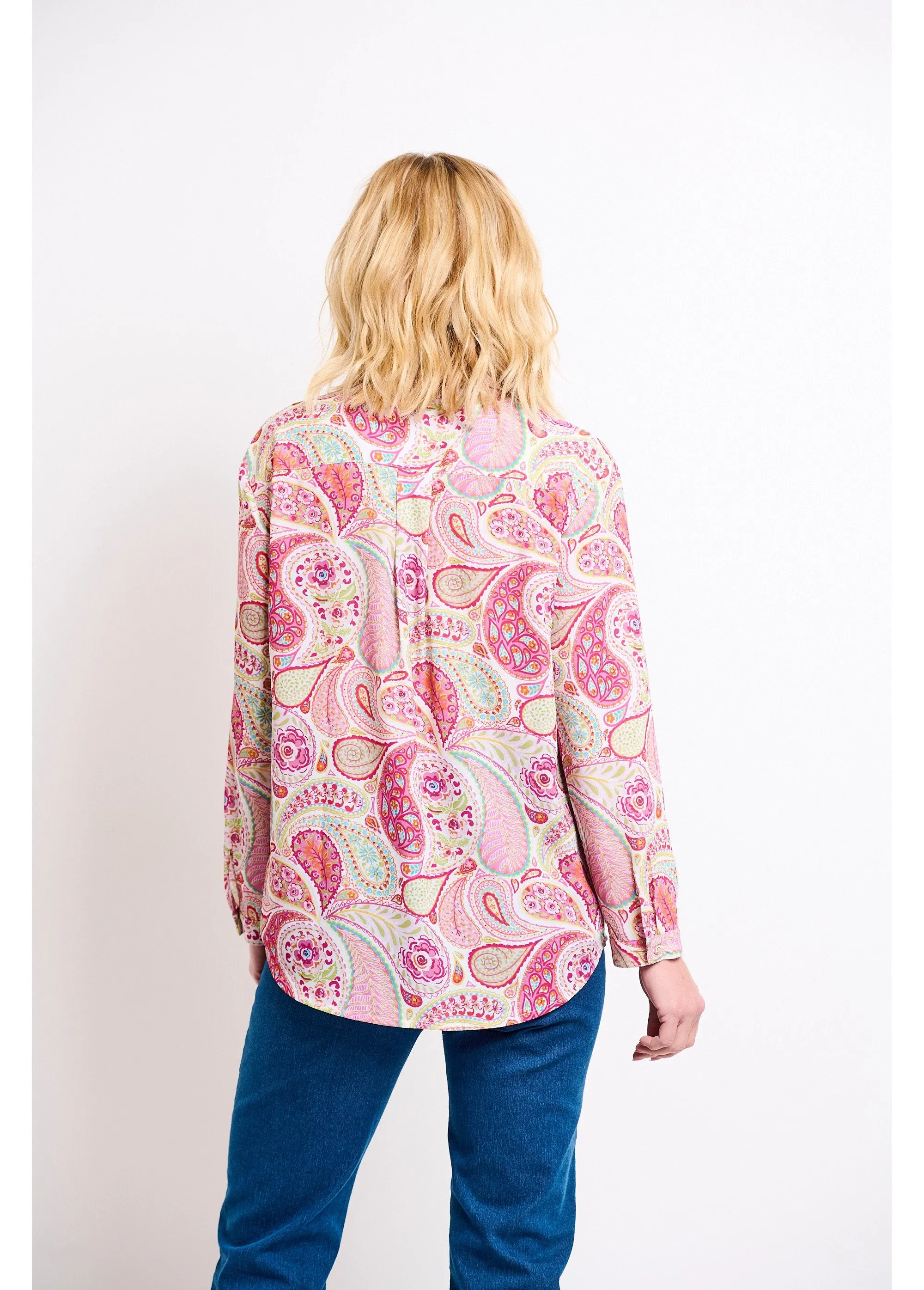 Long loose tunic with cashmere print