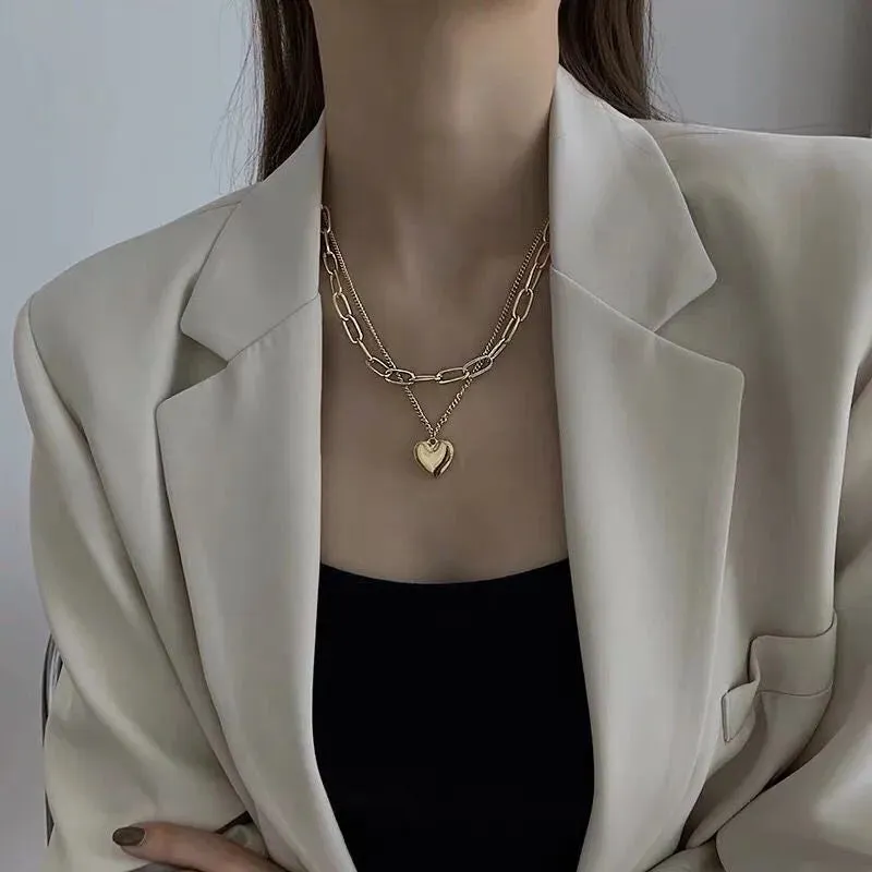 Love Heart Pendant Necklace For Women Men Personality Simple Design Thin Chain Choker Necklaces Jewelry