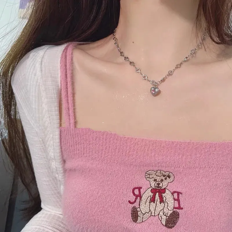Love Heart Pendant Necklace For Women Men Personality Simple Design Thin Chain Choker Necklaces Jewelry