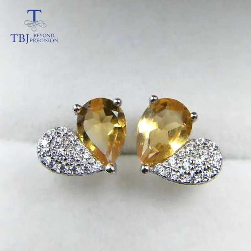 Lovely Heart Shape Natural Citrine 5*7mm Gemstone Earrings