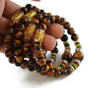 Lucky mantra prayer beads bracelets natural Tiger Eye stone Gem Bracelet men bracelet Christmas gift bracelets jewelry