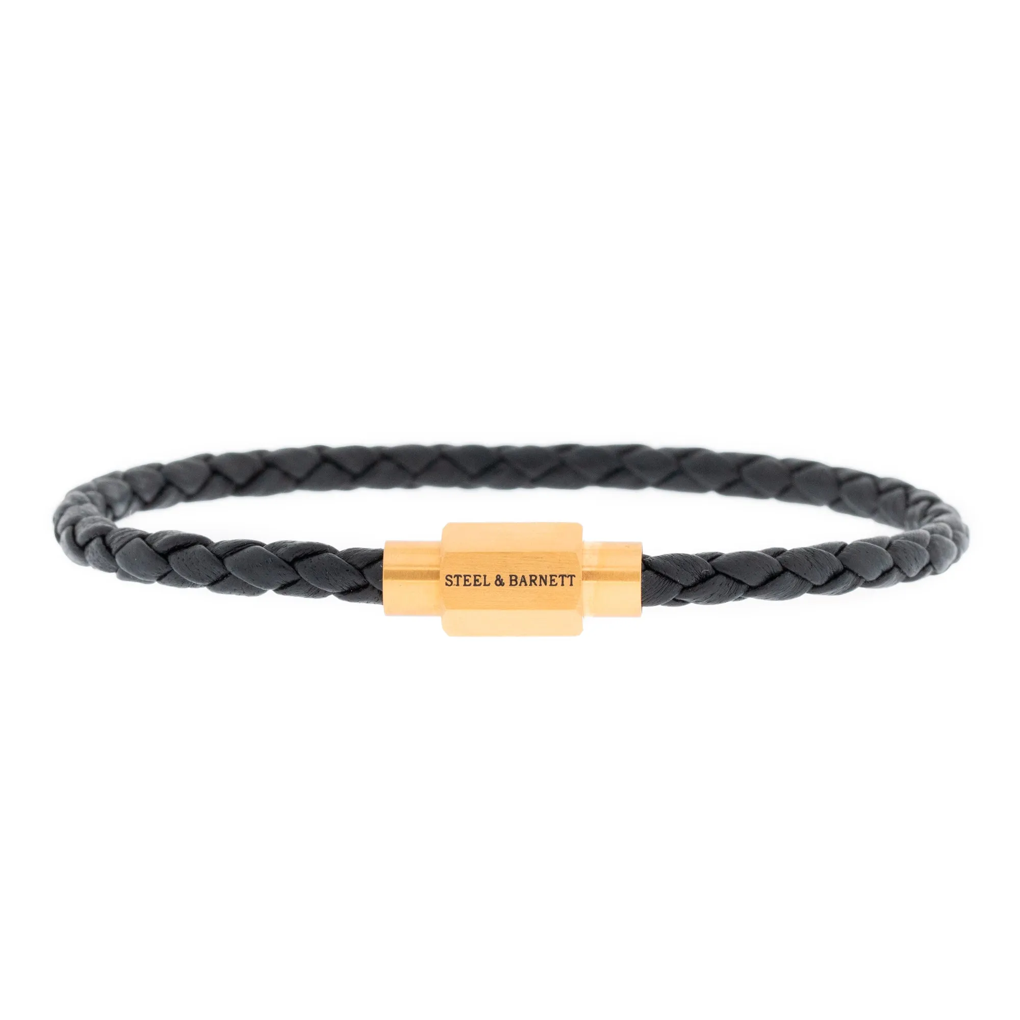 Luke Landon Nappa Leather Bracelet Black/18K Gold