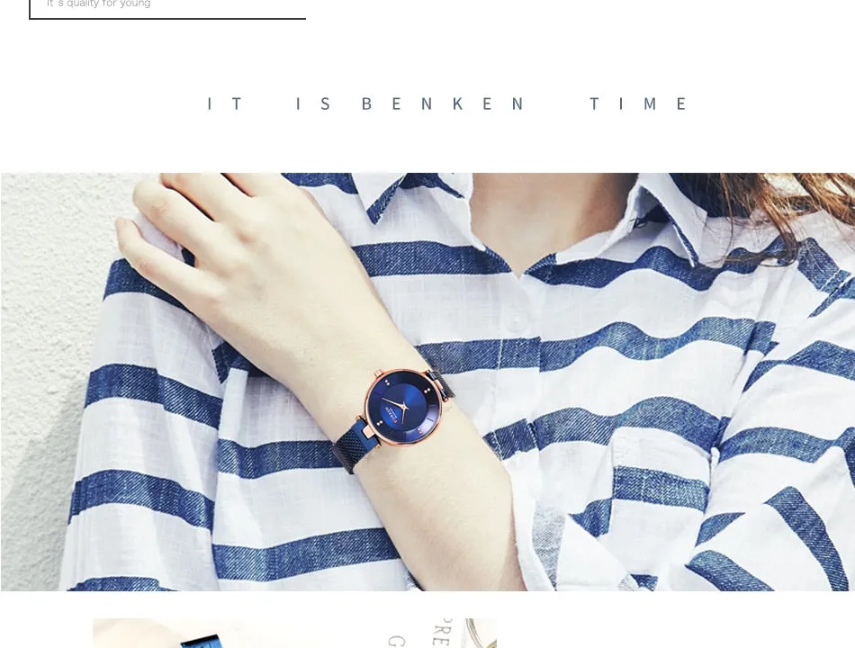 Luxury Brand CURREN Fashion Ladies Watches Rose Gold Mesh Belt Quartz Women Watch Minimalism Rhinestone Female Waterproof Clock