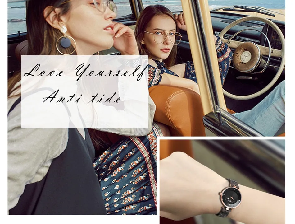 Luxury Brand CURREN Fashion Ladies Watches Rose Gold Mesh Belt Quartz Women Watch Minimalism Rhinestone Female Waterproof Clock