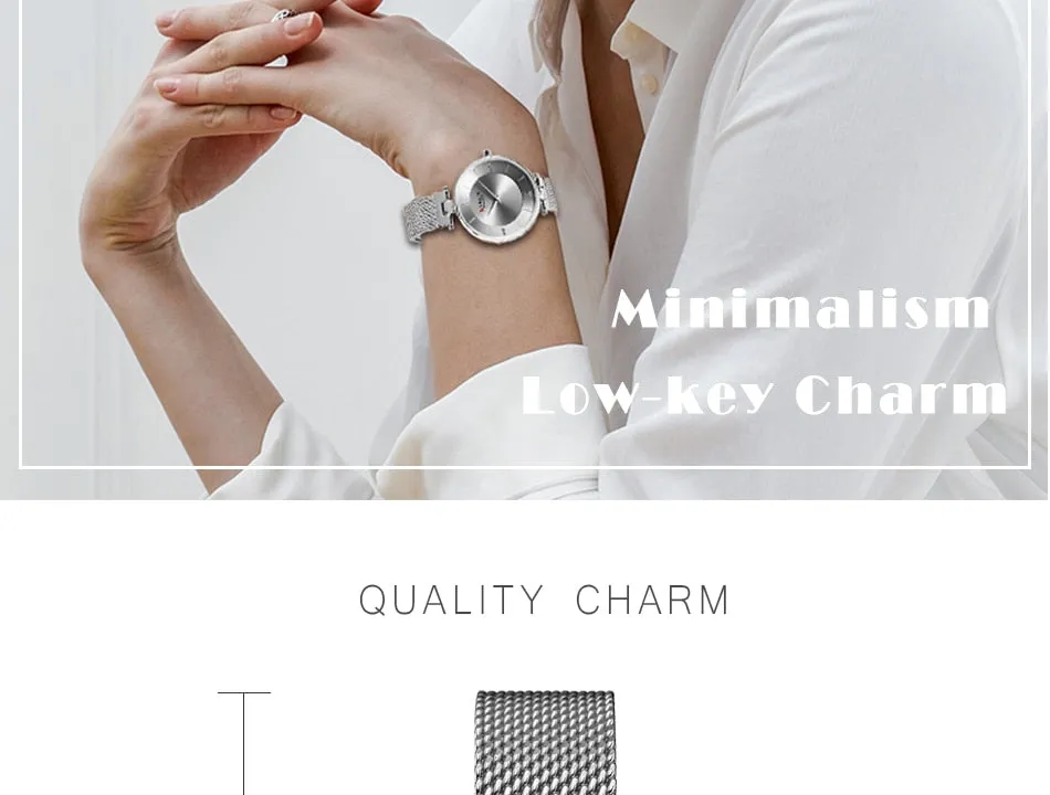 Luxury Brand CURREN Fashion Ladies Watches Rose Gold Mesh Belt Quartz Women Watch Minimalism Rhinestone Female Waterproof Clock