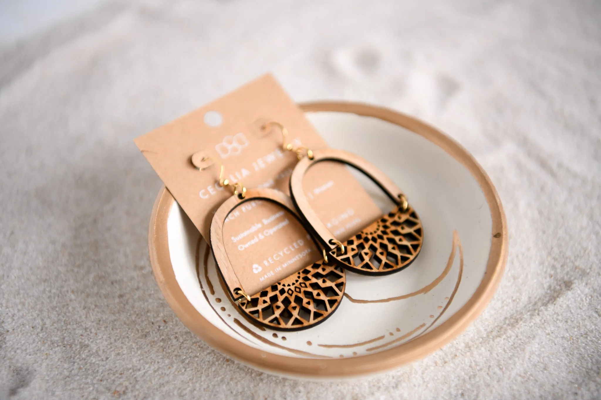 Magical Dawn Engraved Wood Hoop Earrings