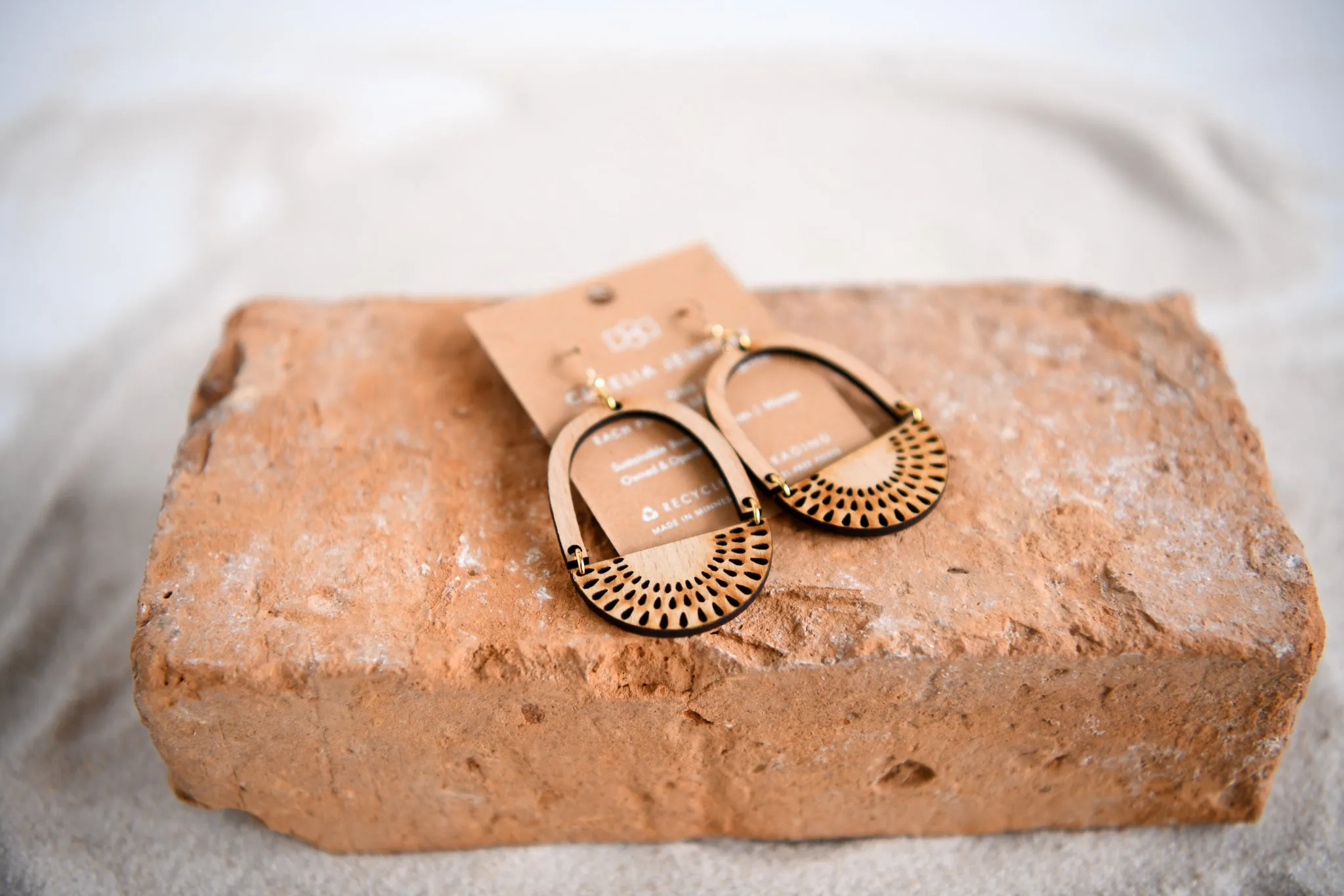Magical Dawn Engraved Wood Hoop Earrings