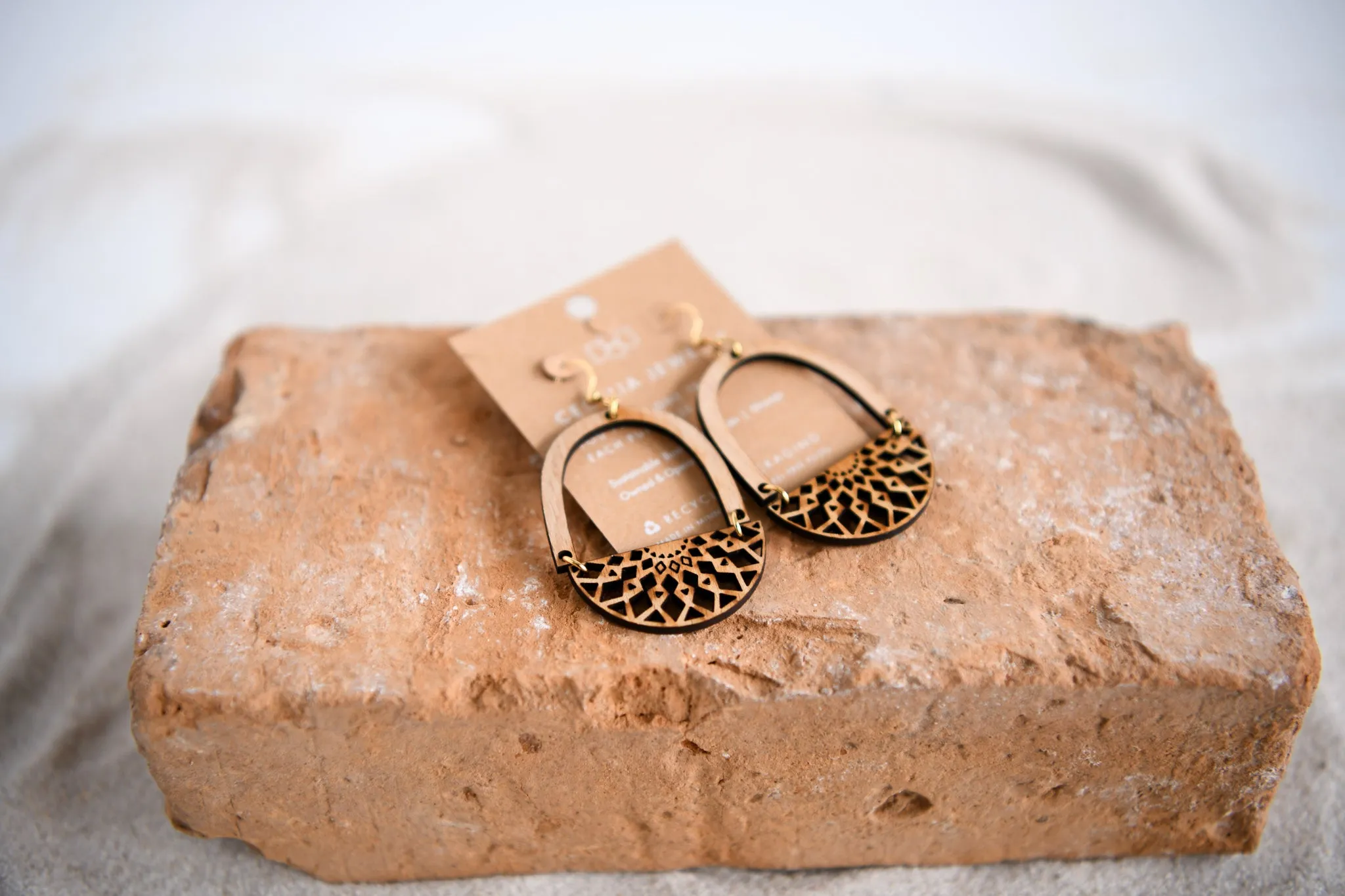 Magical Dawn Engraved Wood Hoop Earrings