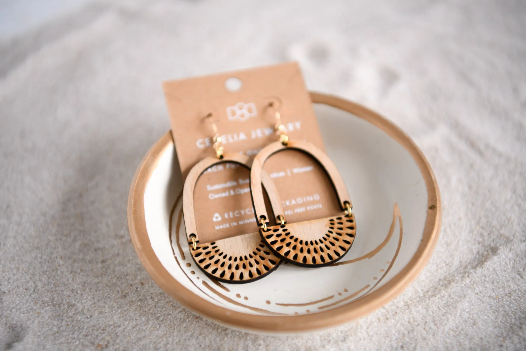 Magical Dawn Engraved Wood Hoop Earrings