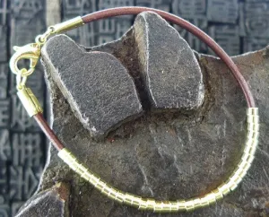 Marcia Moran Brown Leather Cord Bracelet with Gold Finish Sliding Beads
