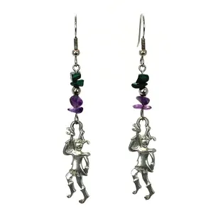 Mardi Gras Jester Earrings, Pewter