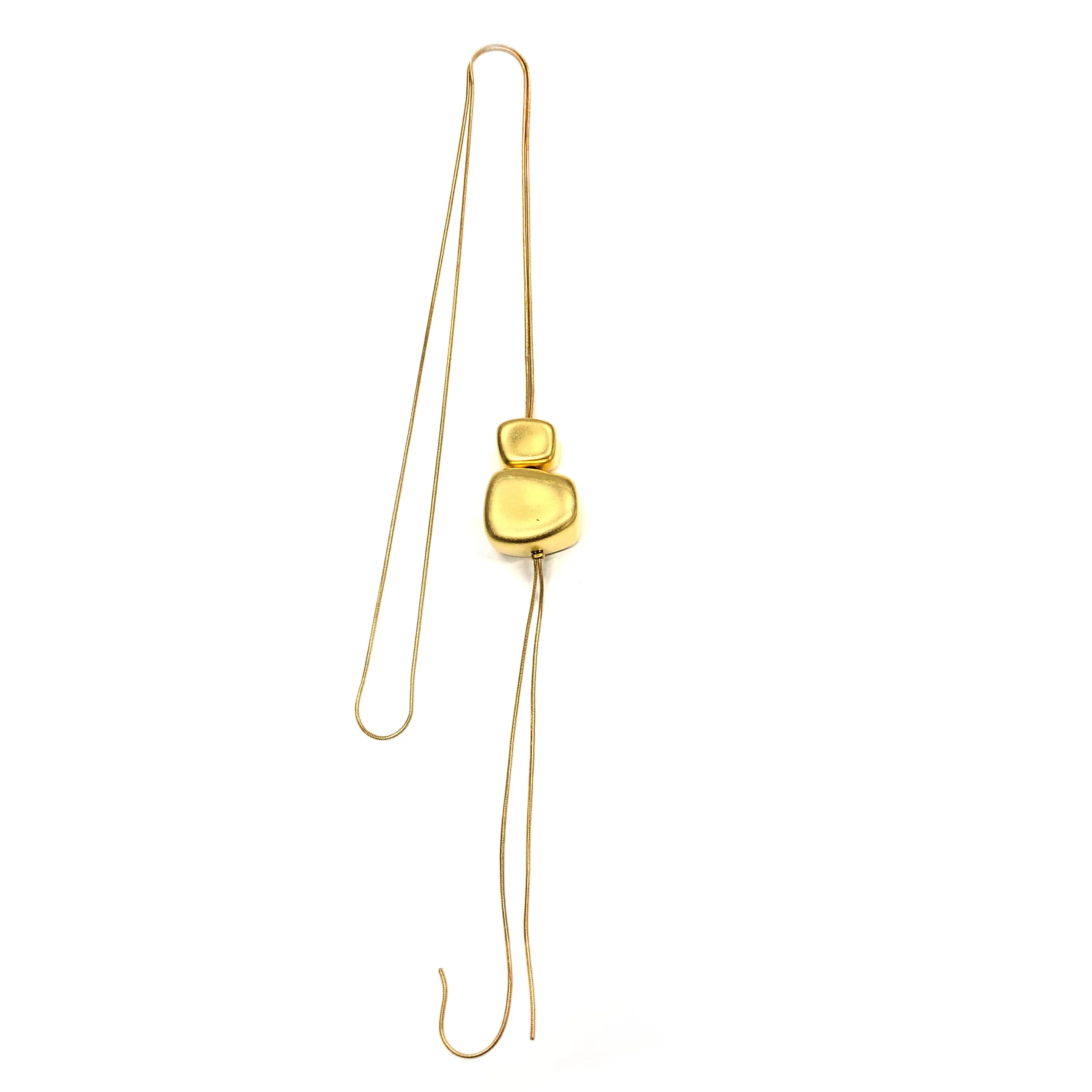 Margerie - Modern sterling silver, long thin cord, double stacked pendant necklace