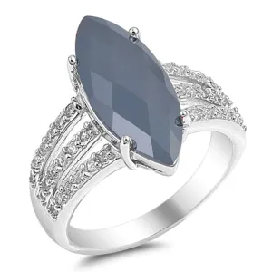 Marquise Black CZ Facet Beautiful Ring New .925 Sterling Silver Band Sizes 6-10