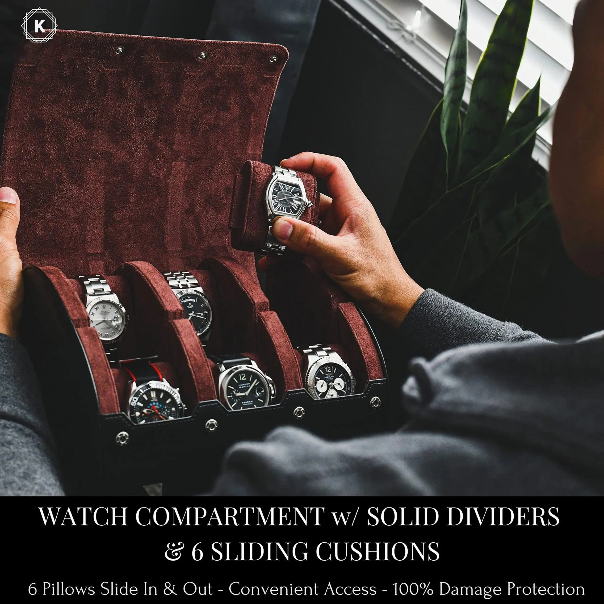 Mason | Luxury Leather Watch Roll – Travel Case for 1–4 Watches with Snap Closure