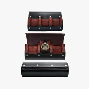 Mason | Luxury Leather Watch Roll – Travel Case for 1–4 Watches with Snap Closure