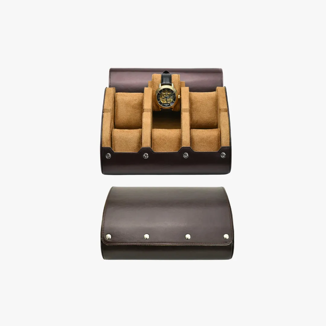 Mason | Luxury Leather Watch Roll – Travel Case for 1–4 Watches with Snap Closure