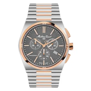 Mathey-Tissot Stainless Steel Blue Dial Quartz Chronograph Watch for Men - H117Chsk, Silver Band