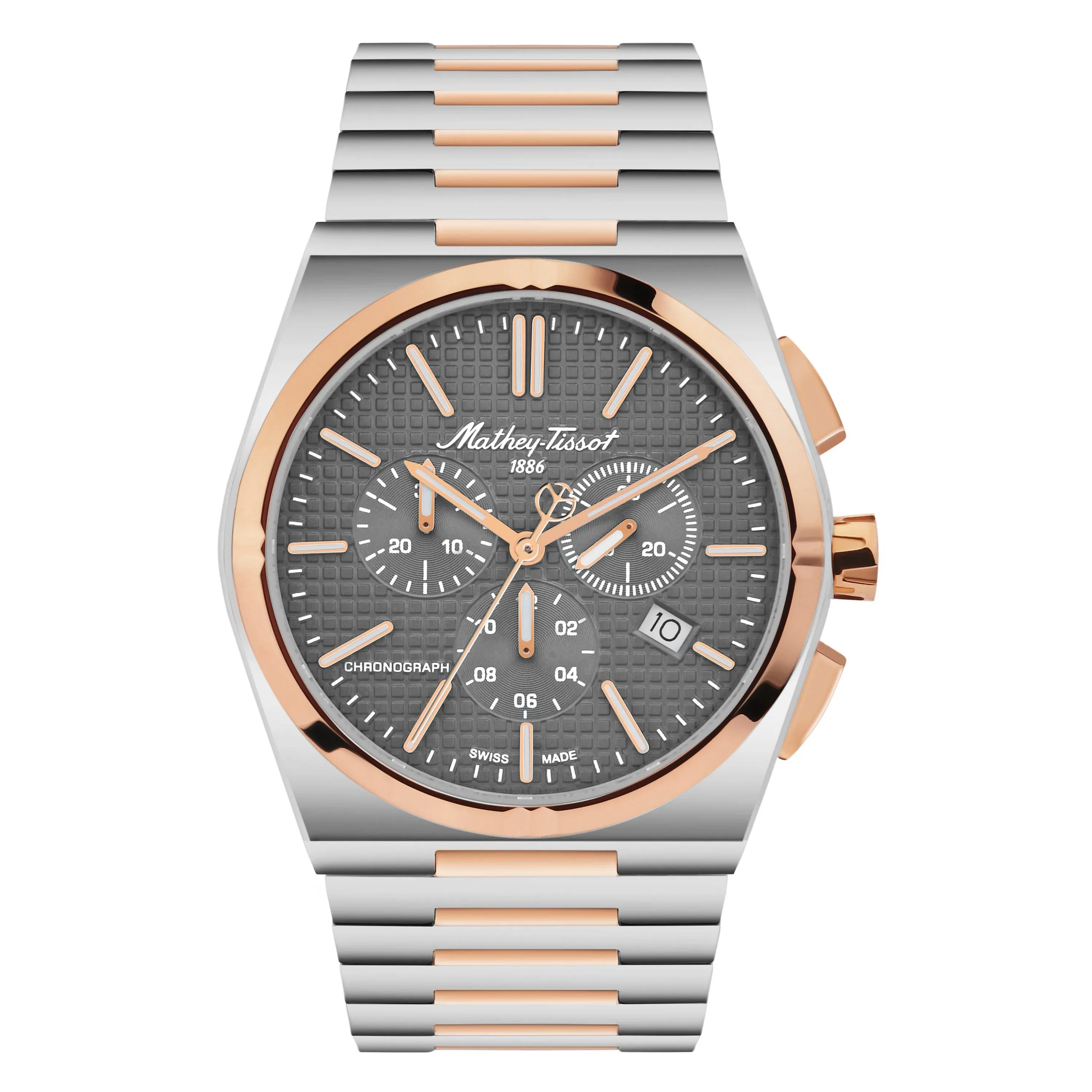 Mathey-Tissot Stainless Steel Blue Dial Quartz Chronograph Watch for Men - H117Chsk, Silver Band