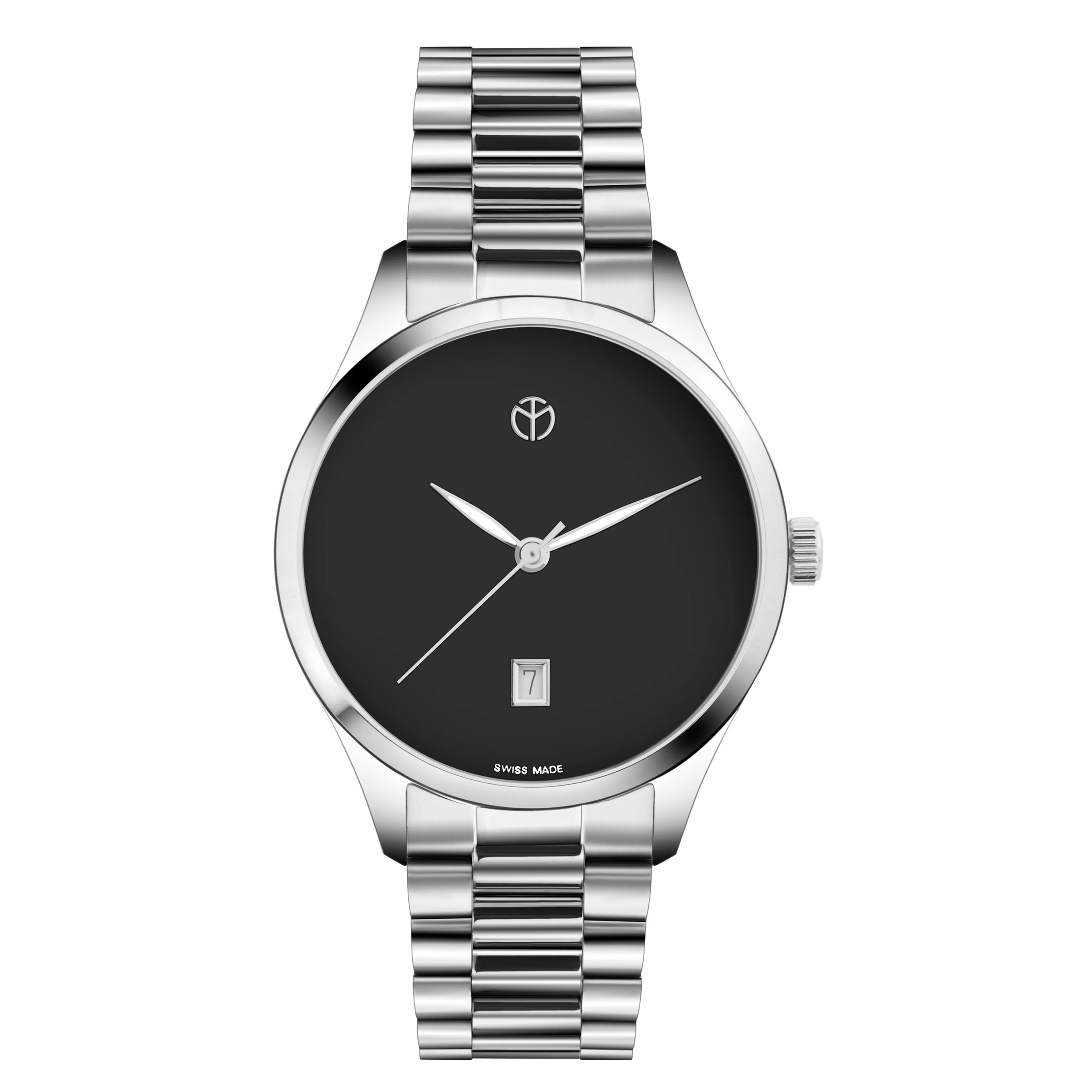 Mathey-Tissot Stainless Steel Siwss Made Urban Metal Analogue Black Dial Silver-tone Strap Watch For Men - H411MNM