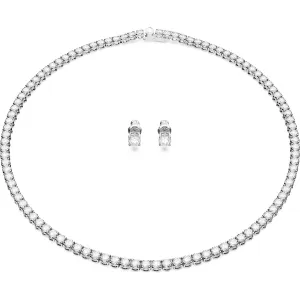 Matrix Tennis set, Round cut, White, Rhodium plated 5647730