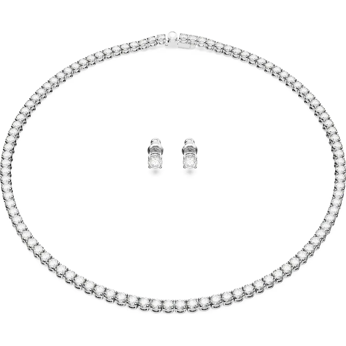 Matrix Tennis set, Round cut, White, Rhodium plated 5647730