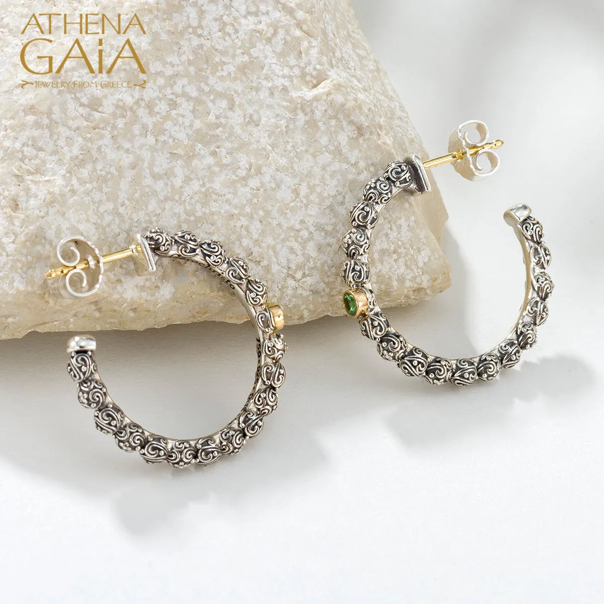 Meadow Breeze Single Round Stone Hoop Earrings