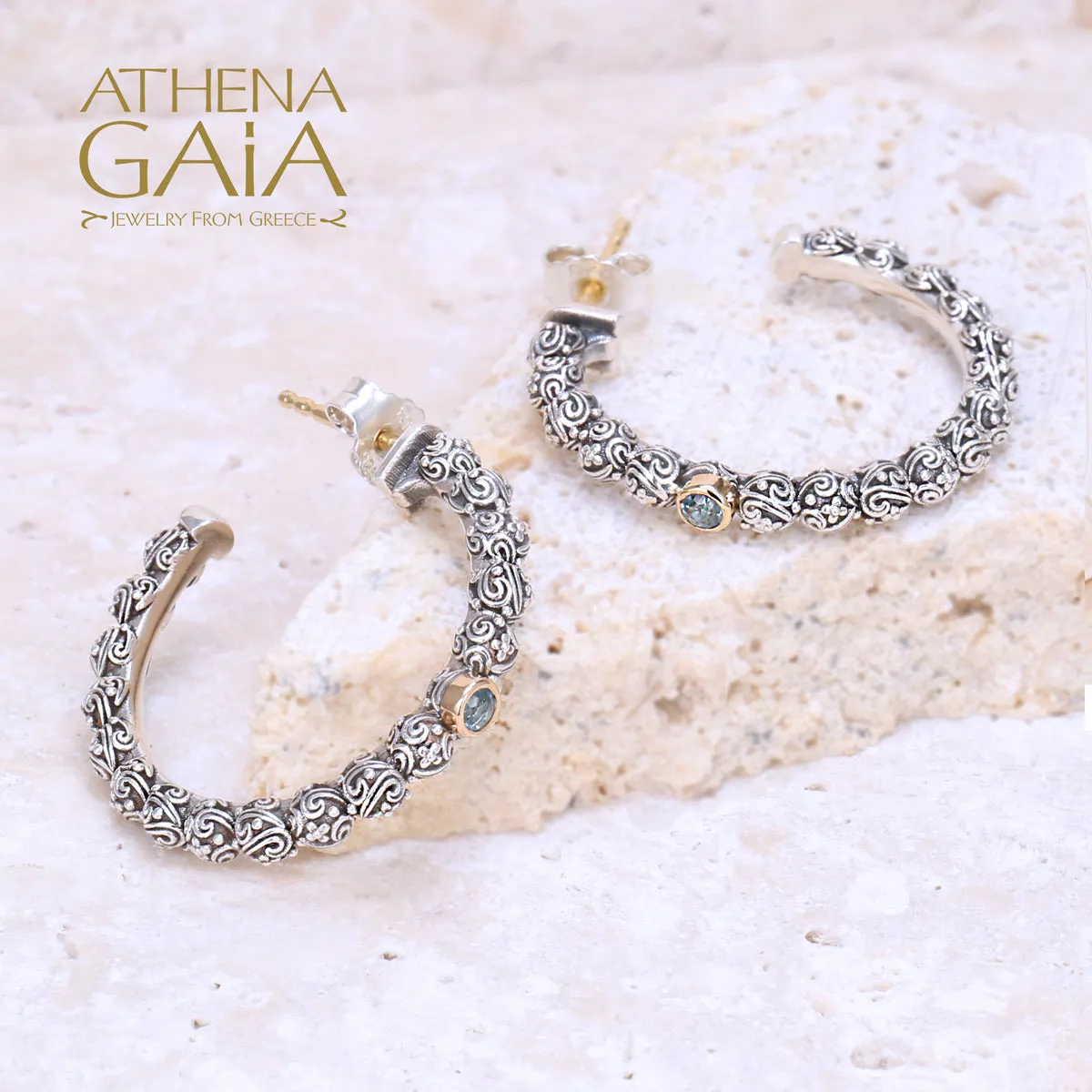 Meadow Breeze Single Round Stone Hoop Earrings
