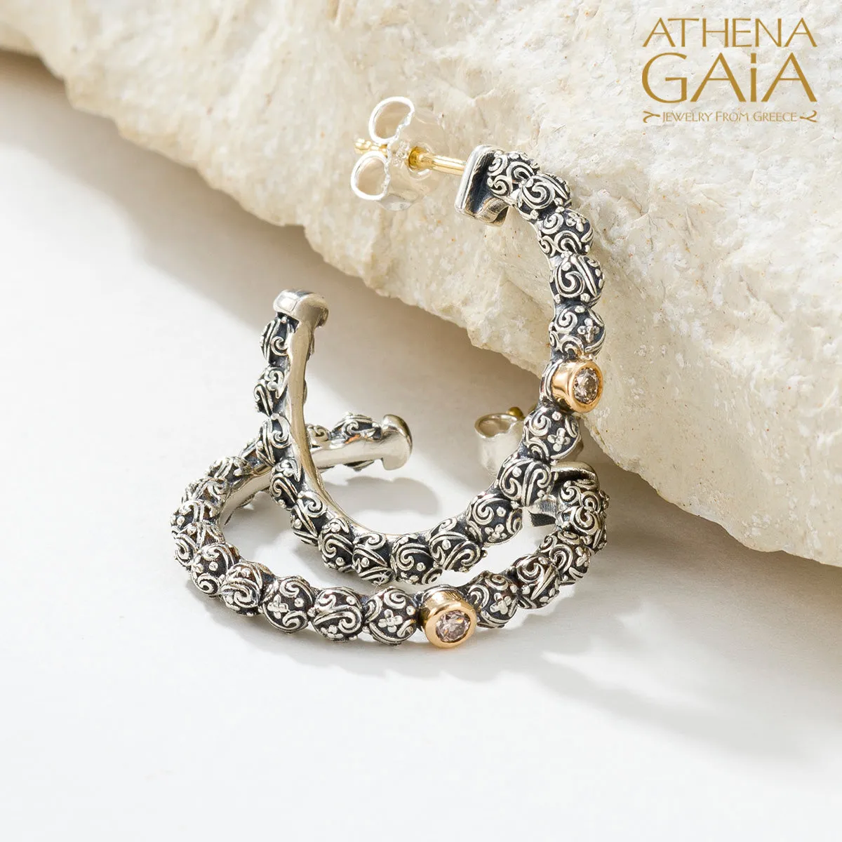 Meadow Breeze Single Round Stone Hoop Earrings