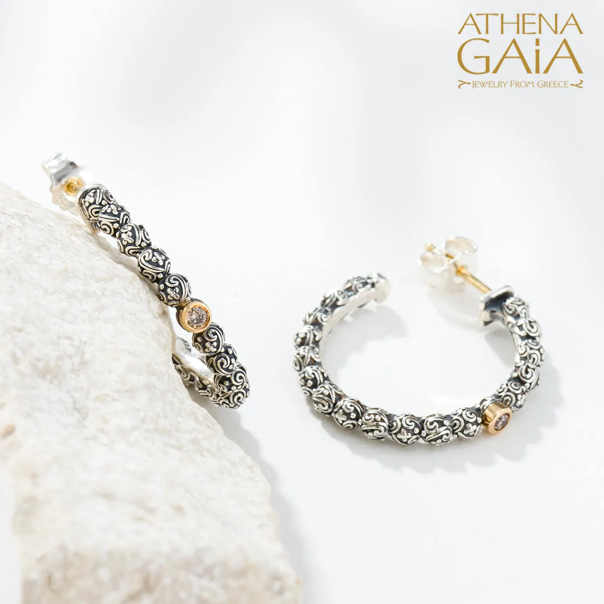 Meadow Breeze Single Round Stone Hoop Earrings