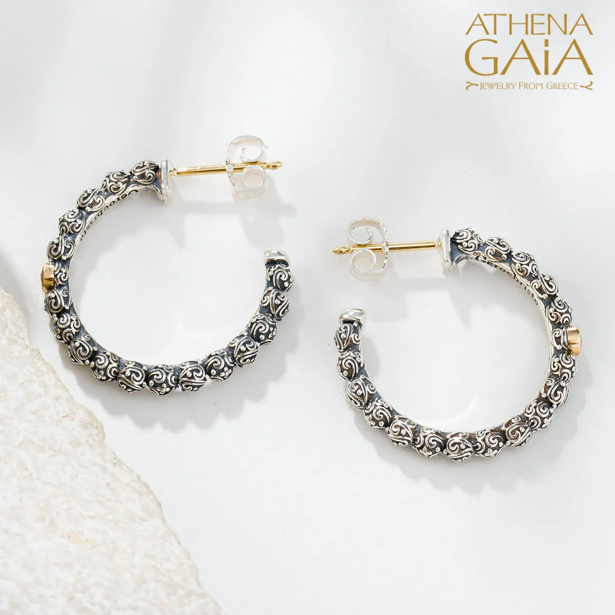Meadow Breeze Single Round Stone Hoop Earrings