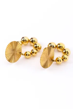 Medallion Disc Hoop Drop Earrings