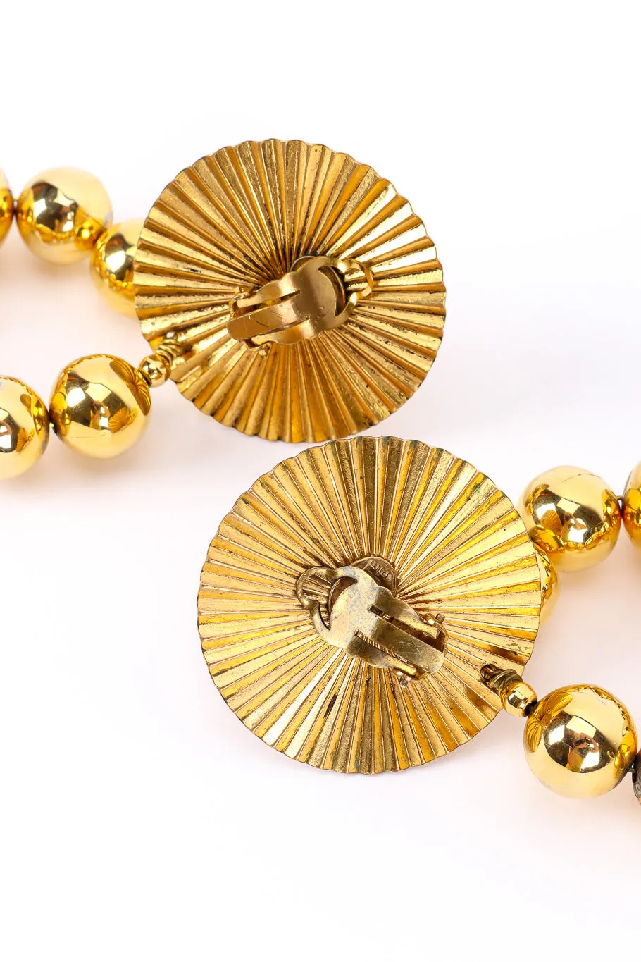 Medallion Disc Hoop Drop Earrings