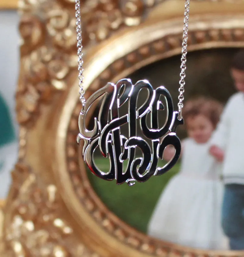 Medium Sterling Silver Monogram Necklace