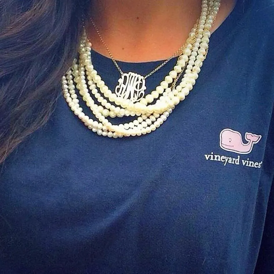 Medium Sterling Silver Monogram Necklace