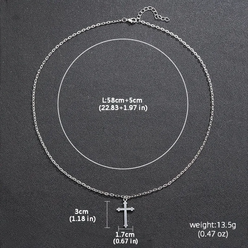 Men's Cross Pendant Necklace Polished Unisex Jewelry