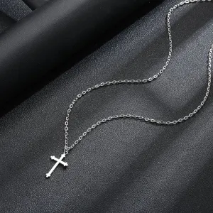 Men's Cross Pendant Necklace Polished Unisex Jewelry