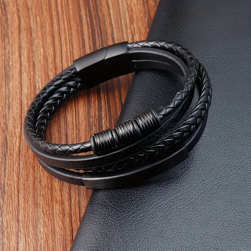 Men's Hand Woven Leather Rope Bracelet