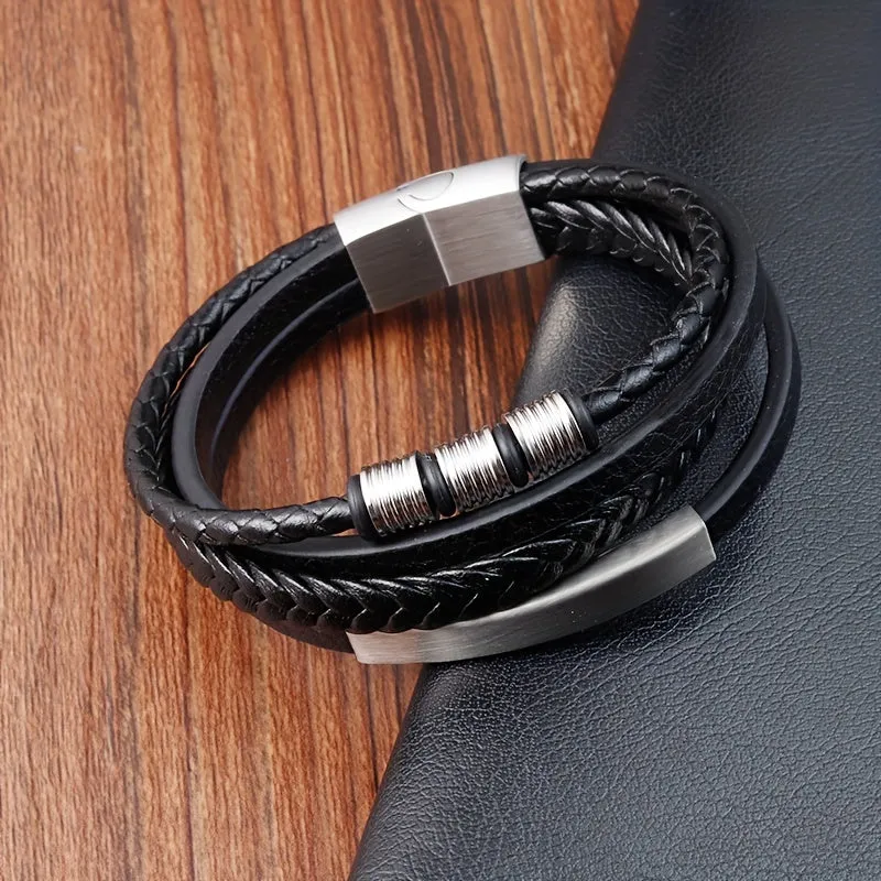 Men's Hand Woven Leather Rope Bracelet