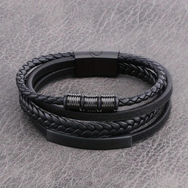 Men's Hand Woven Leather Rope Bracelet