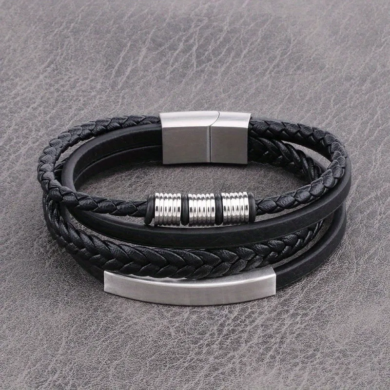 Men's Hand Woven Leather Rope Bracelet