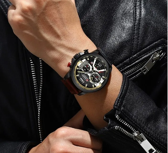 Men's Leather and Metal Strap Watches