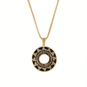 Men's Stainless Steel Celtic Knot Round Tag Pendant Necklace