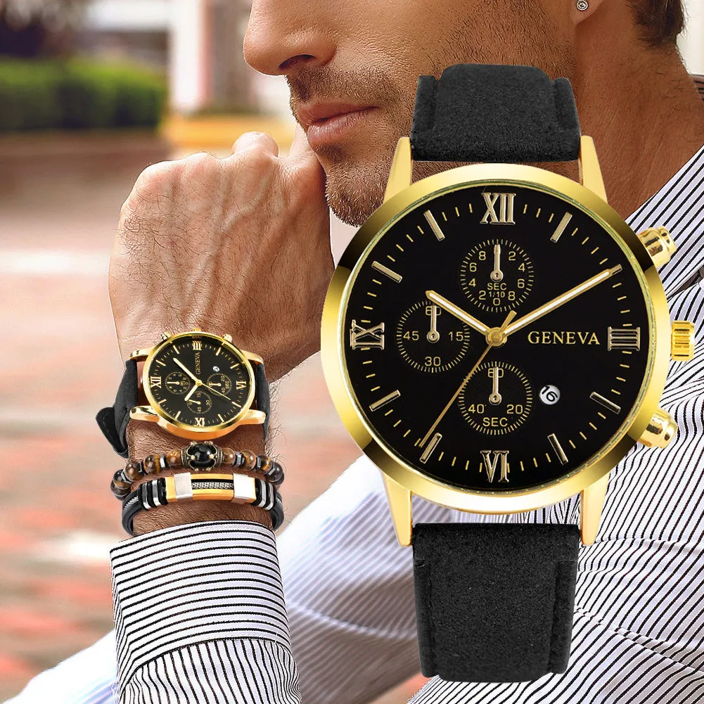Mens Stylish Watch and Bracelet Set
