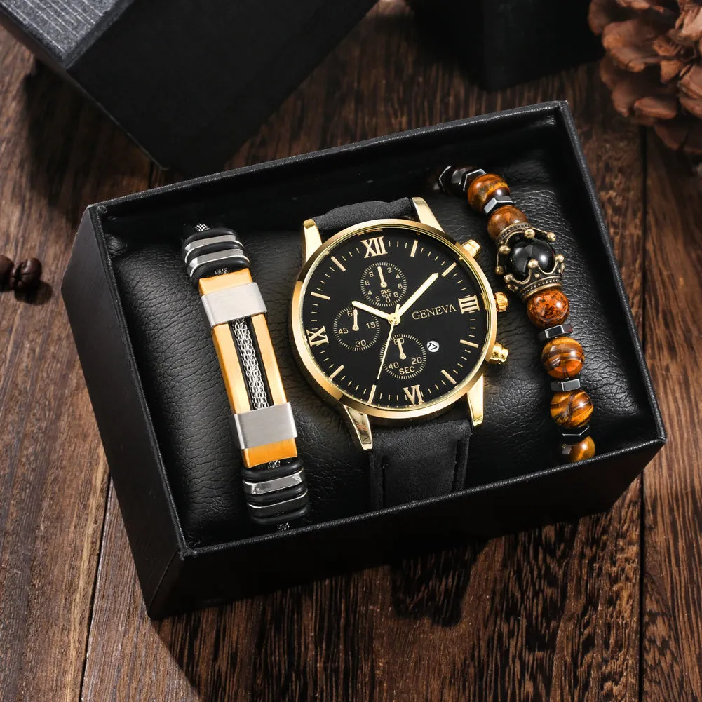 Mens Stylish Watch and Bracelet Set