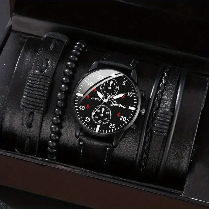 Mens Stylish Watch and Bracelet Set