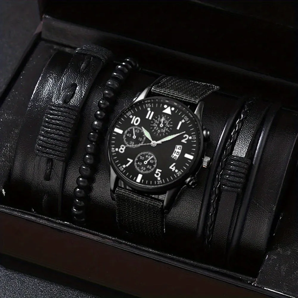 Mens Stylish Watch and Bracelet Set