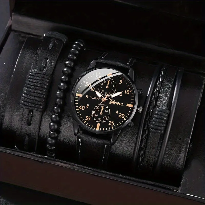 Mens Stylish Watch and Bracelet Set