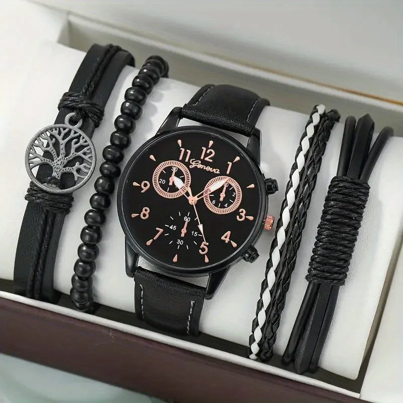 Mens Stylish Watch and Bracelet Set