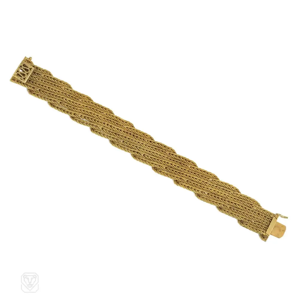 Mid-Century Italian woven gold and turquoise bracelet